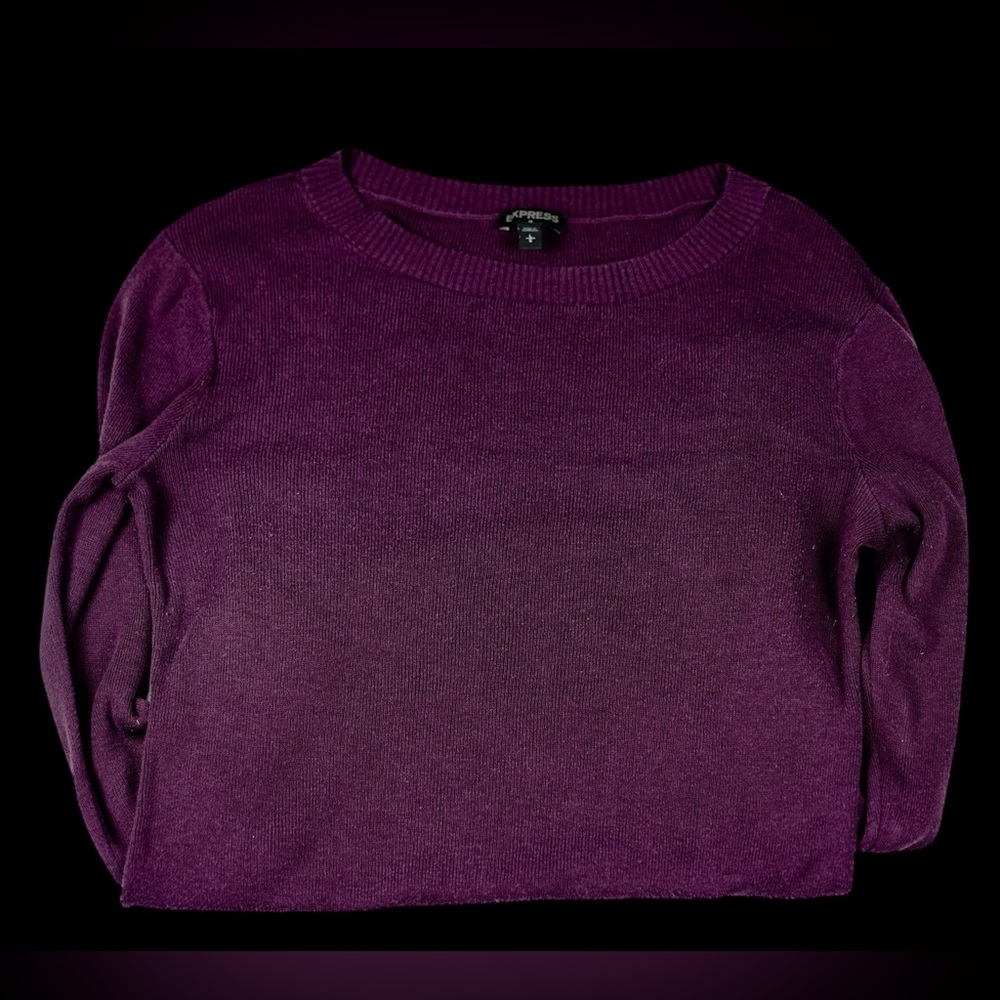 Express Plum Purple Cotton Rayon Knit Sweater Pullover – Size L - Picture 9 of 14